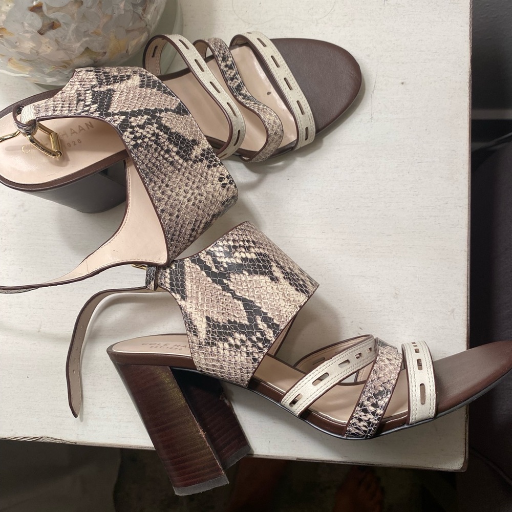 WORN ONCE Cole Haan Snakeskin strappy heels